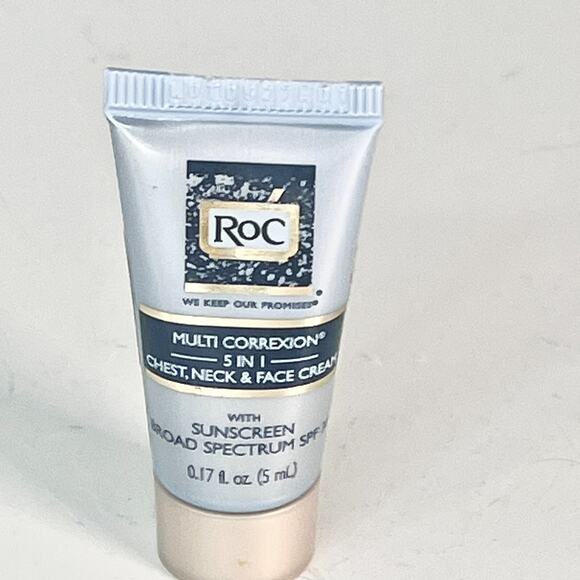 RoC Correxion 5-in-1 Chest Neck Face Cream SPF 30 Sunscreen Travel .17 oz New - Picture 1 of 5